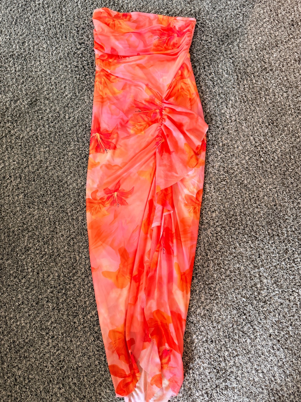 Tropical Pink-Orange Hawaiian Hibiscus Dress